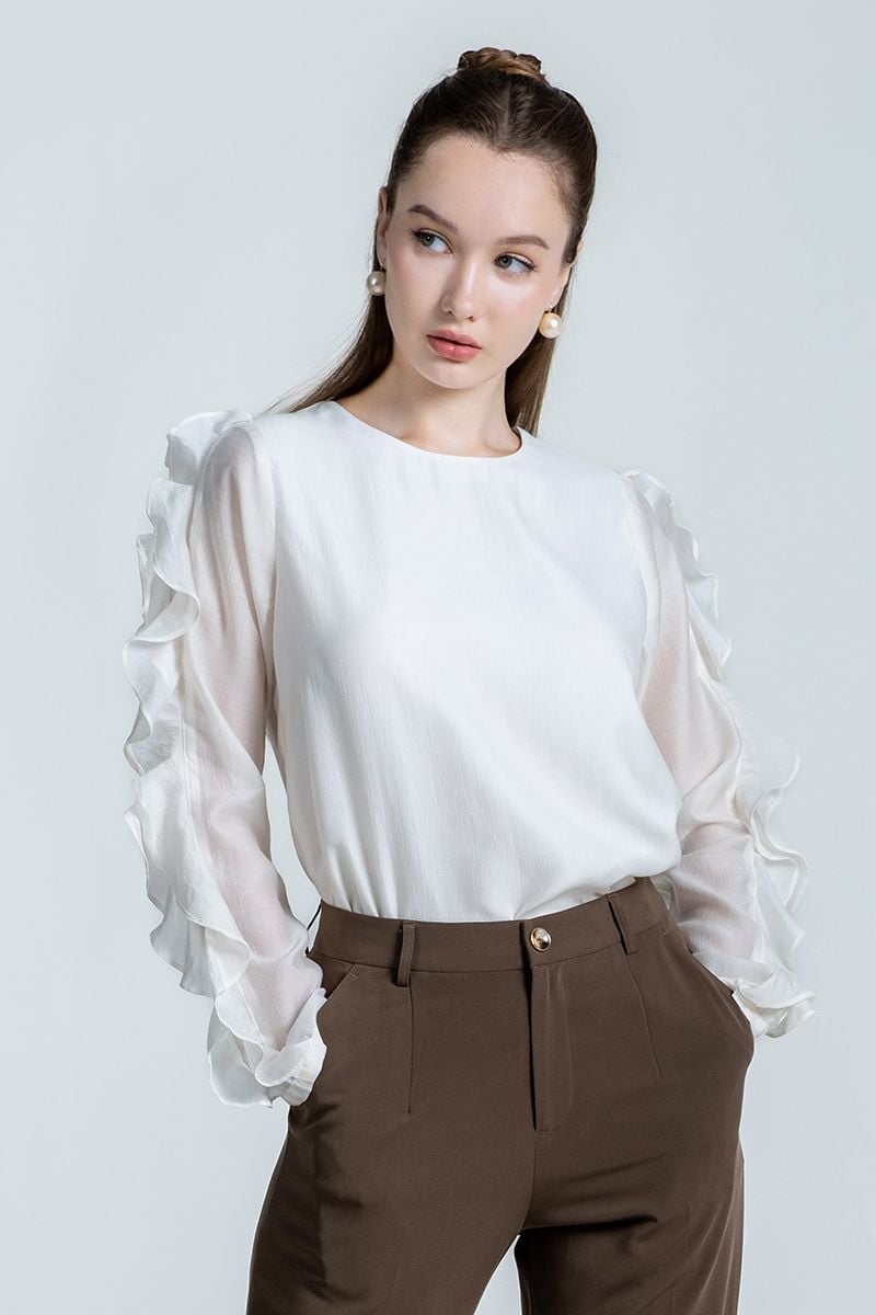  Áo Kiểu Nữ Cổ Tròn FWBL24FH11C 