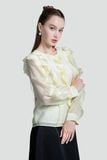  Áo Kiểu Phối Bèo Nhún Nữ Tính FWBL24FH13C 