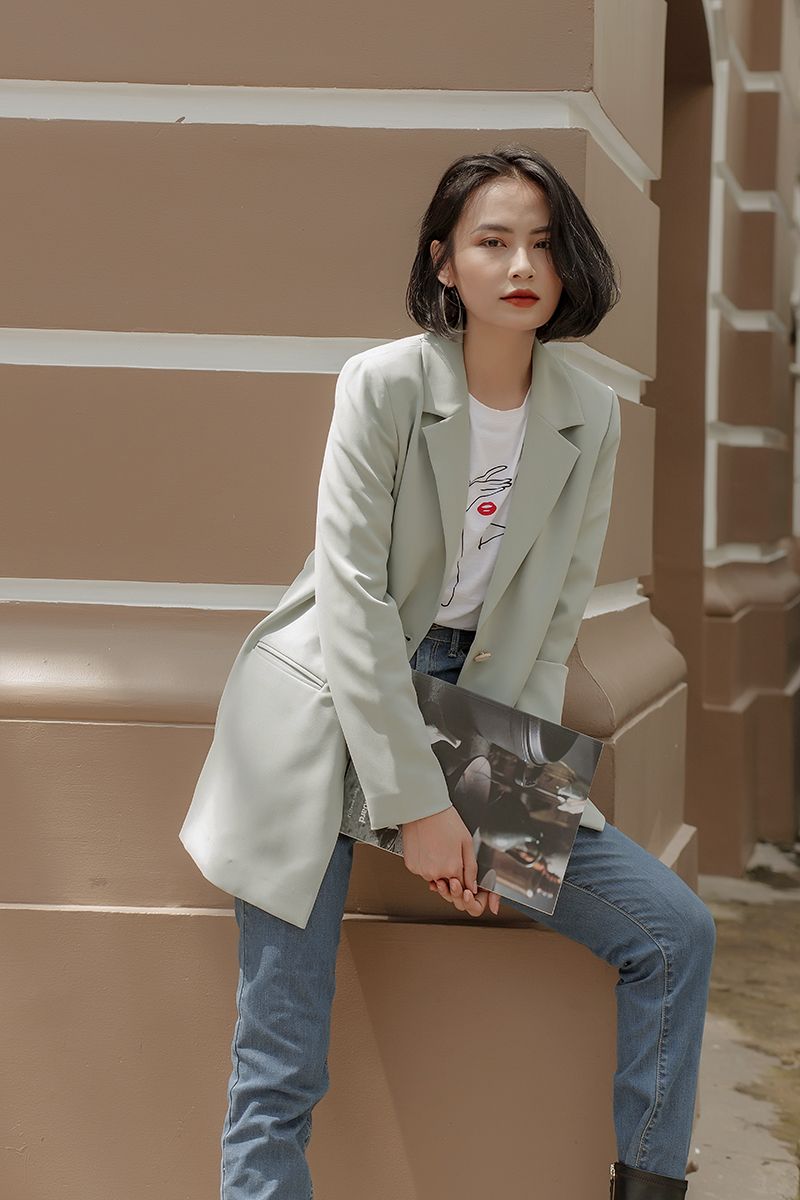  Áo blazer nữ basic form rộng FWBZ21SS02C 