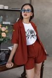  Áo Blazer nữ form suông tay ngắn FWBZ22SS02C 