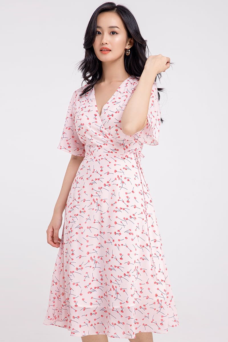  Đầm wrapdress thắt nơ nữ tính FWDR21SS02C 