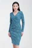  Đầm nữ form ôm tay dài in họa tiết FWDR22FH04C 