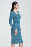  Đầm nữ form ôm tay dài in họa tiết FWDR22FH04C 