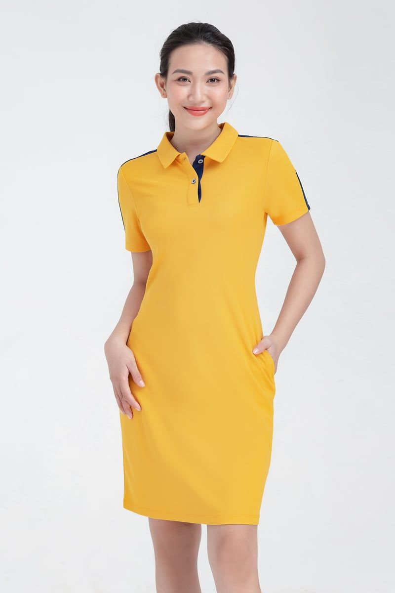  Đầm nữ dáng polo phối viền FWDR22FH52C 