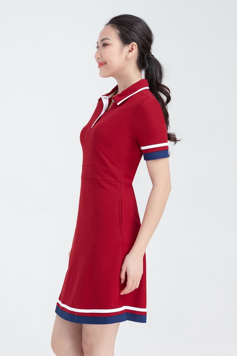 VÁY POLO SUÔNG CHỮ C MÀU ĐEN