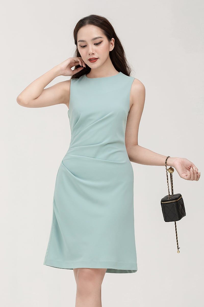  Đầm nữ dáng ôm xếp ly chéo eo FWDR22FH31C 