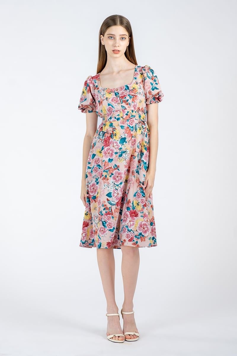  Đầm nữ họa tiết hoa nữ tính FWDR23SS11C 