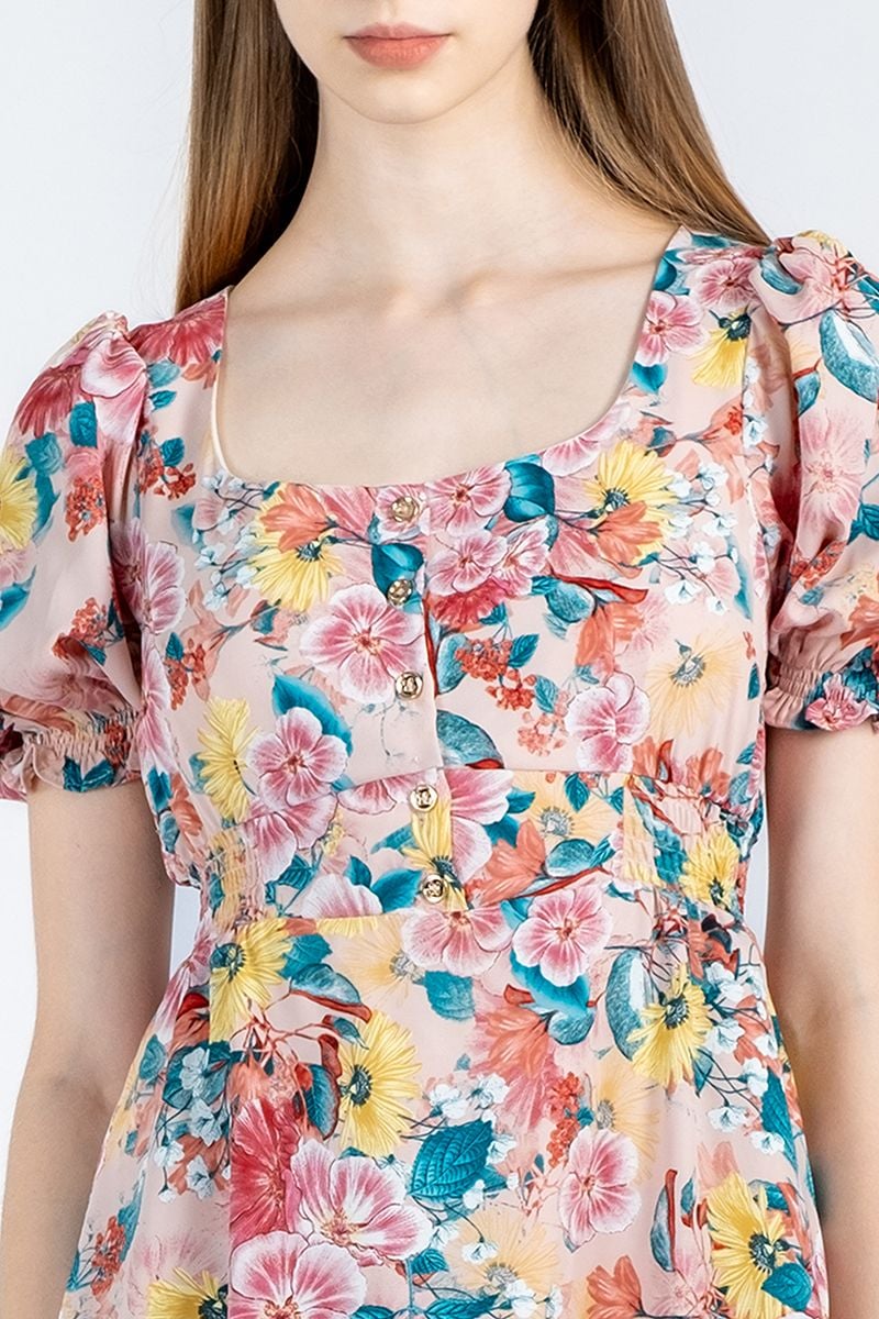  Đầm nữ họa tiết hoa nữ tính FWDR23SS11C 