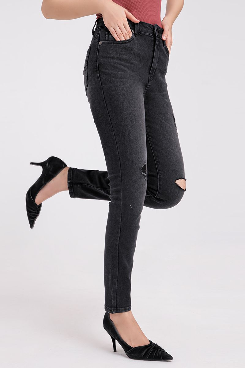  Quần jeans nữ form skinny có rách FWJN21SS14C 