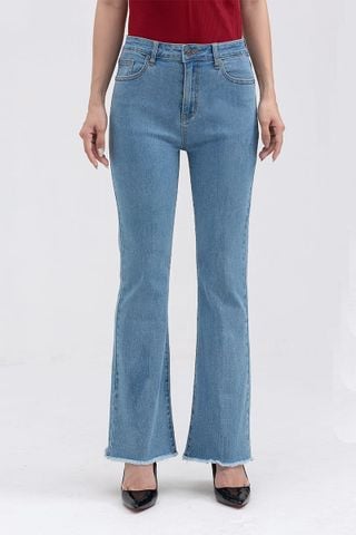  Quần jeans nữ ống loe lai tua rua FWJN22SS04L 