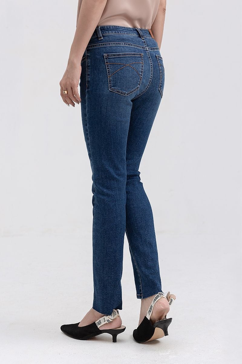  Quần jeans nữ dáng skinny lệch lai FWJN22SS09C 
