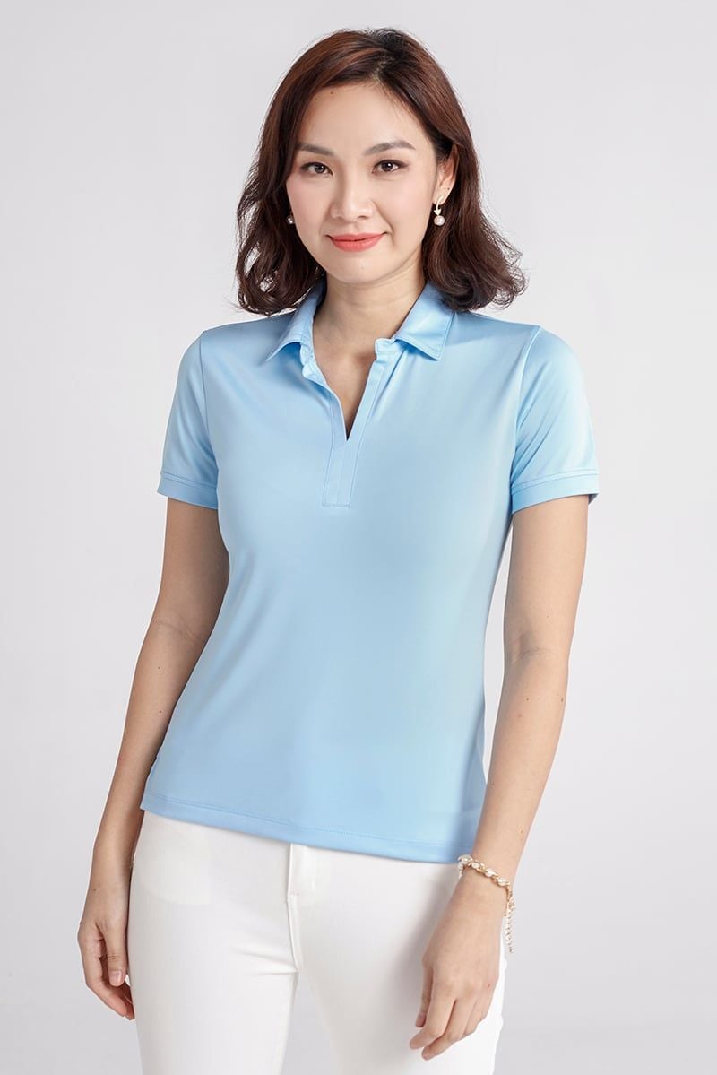  Áo thun nữ cổ bẻ basic FWKS21SS03C 