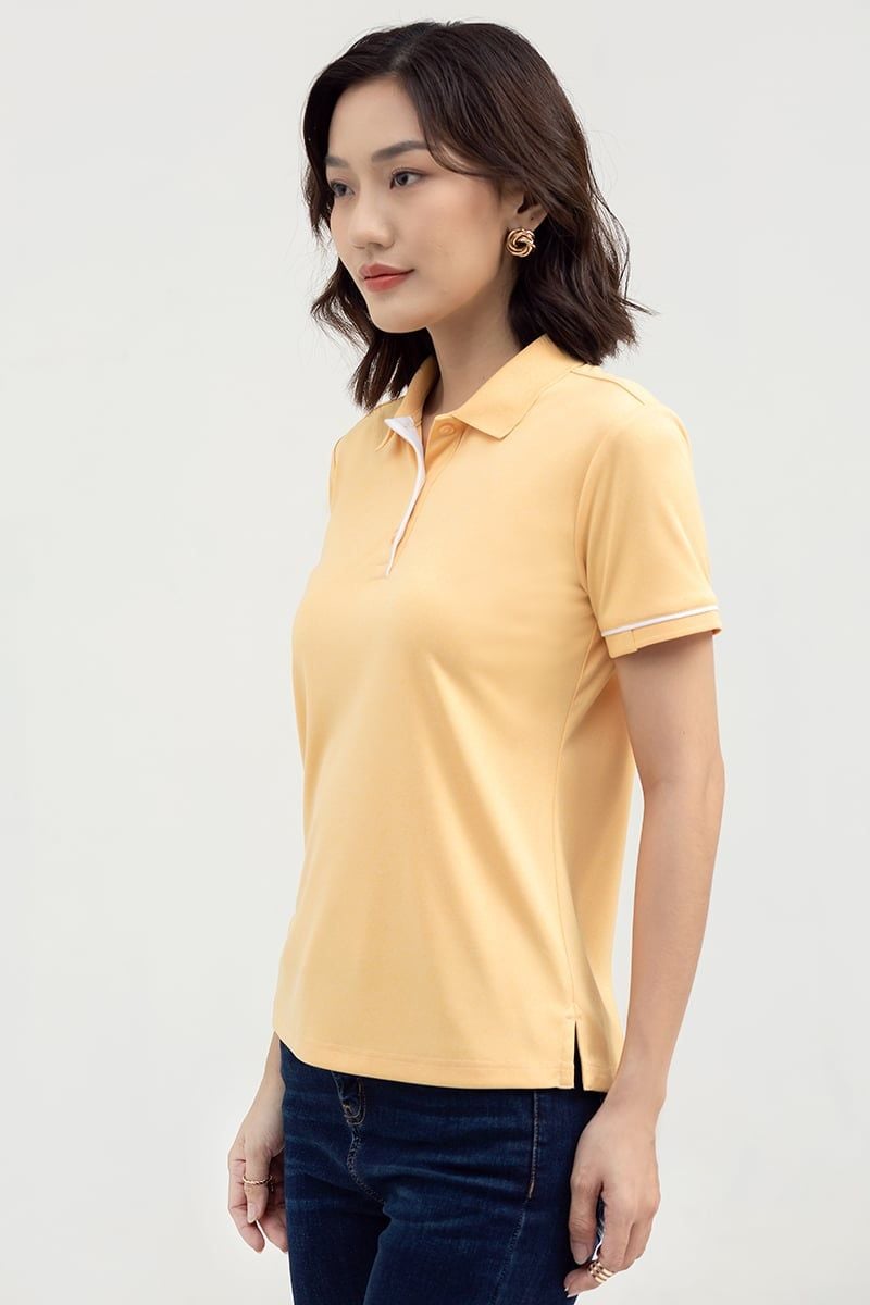  Áo polo vải café tay ngắn phối viền FWKS22SS01L 