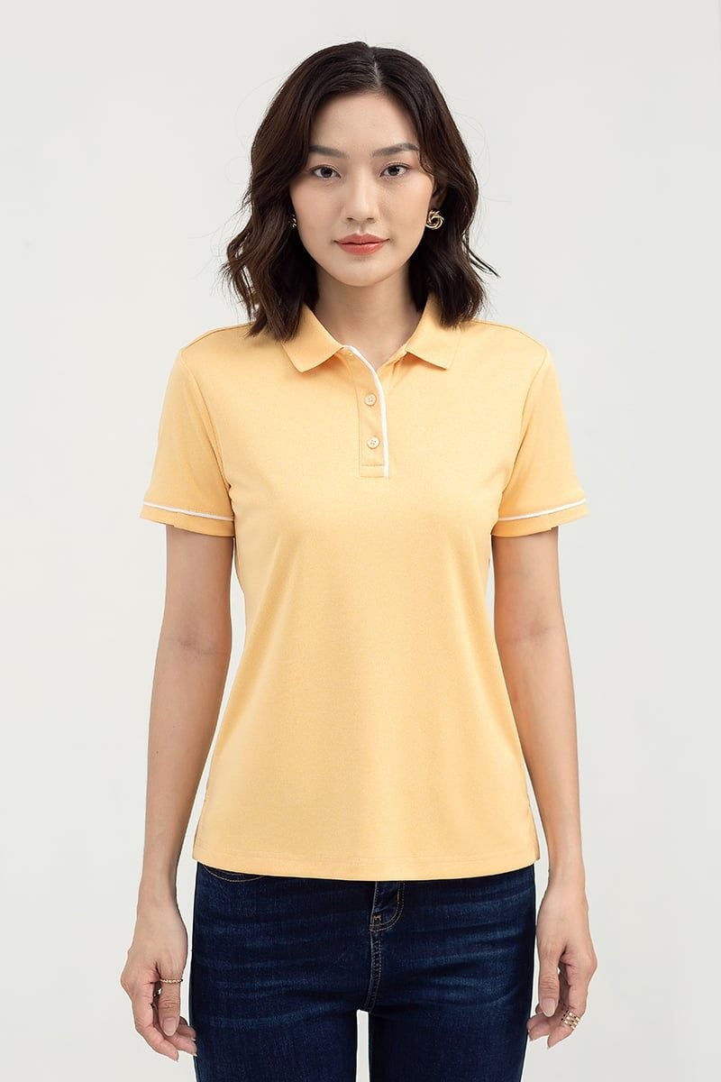  Áo polo vải café tay ngắn phối viền FWKS22SS01L 