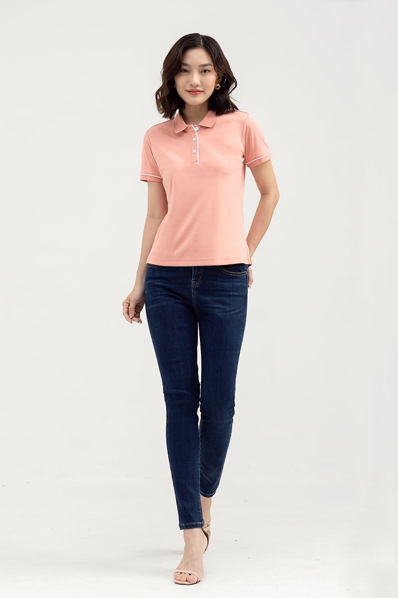  Áo polo vải café tay ngắn phối viền FWKS22SS01L 