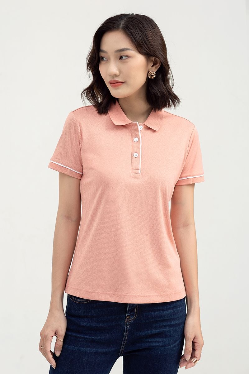  Áo polo vải café tay ngắn phối viền FWKS22SS01L 