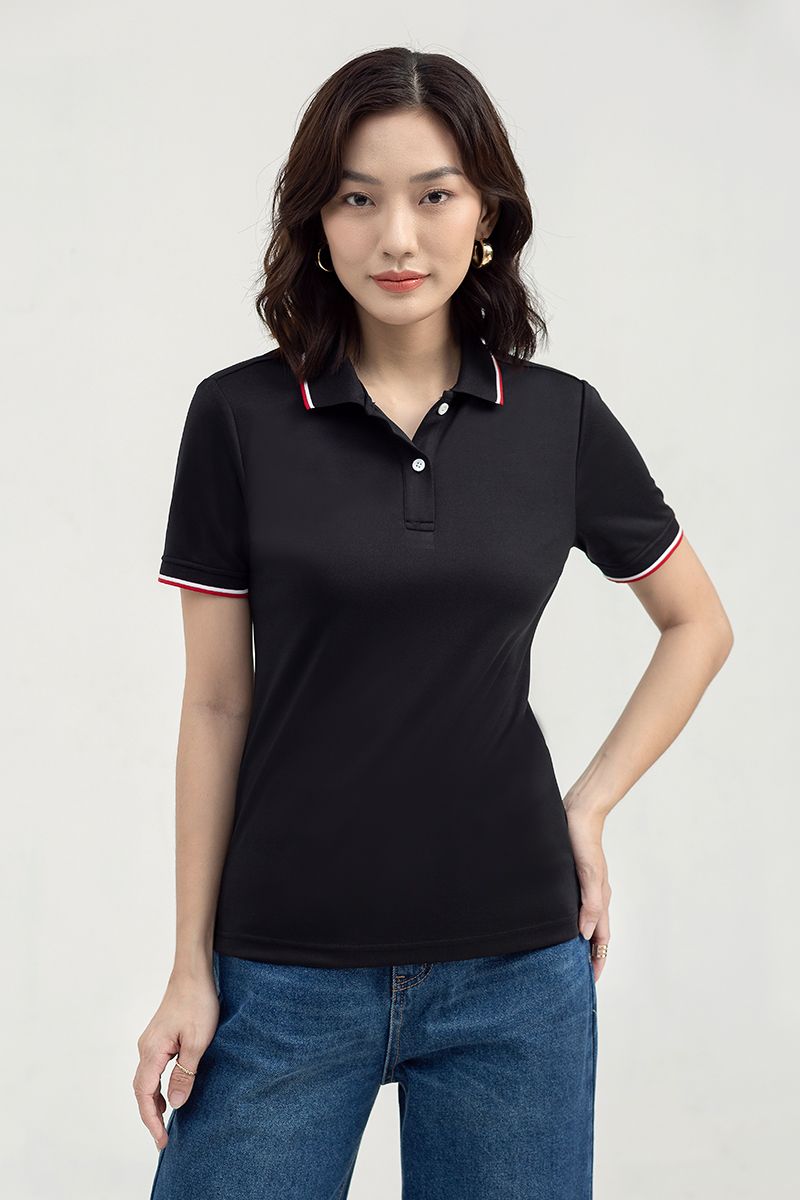  Áo thun nữ cổ bẻ phối viền FWKS22SS02C 