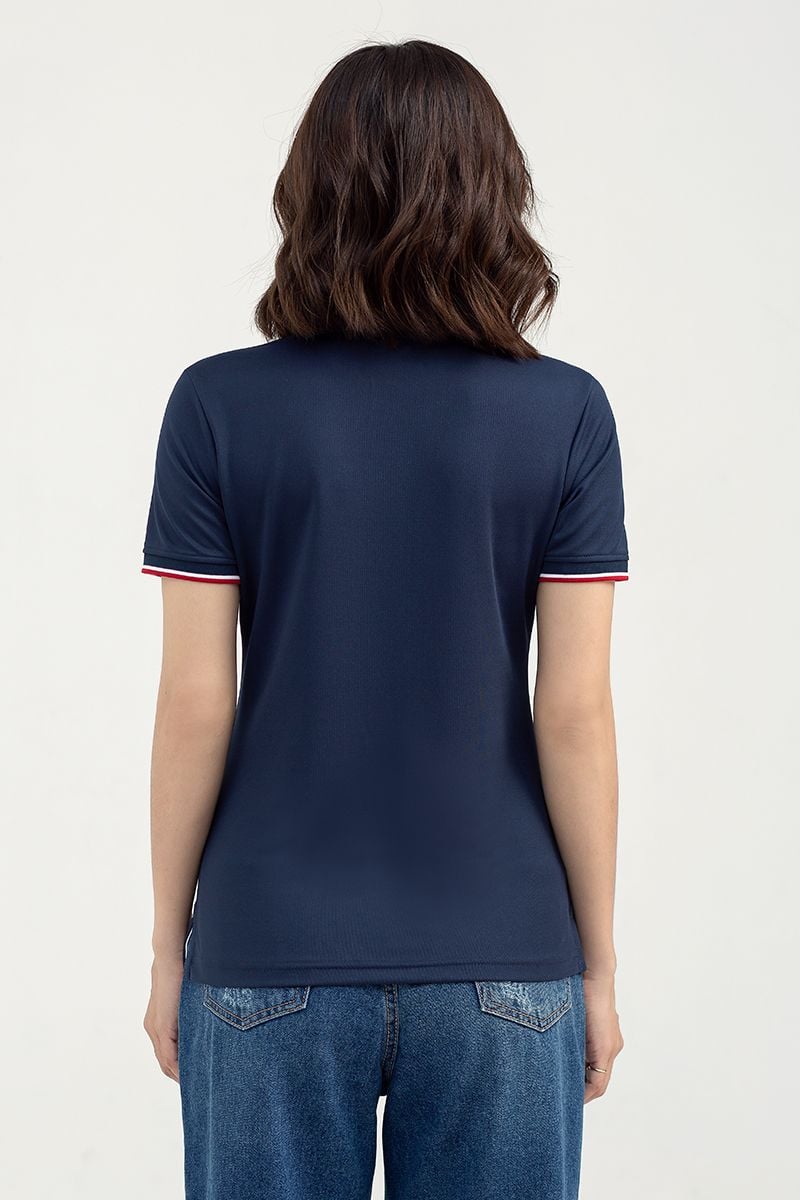  Áo thun nữ cổ bẻ phối viền FWKS22SS02C 