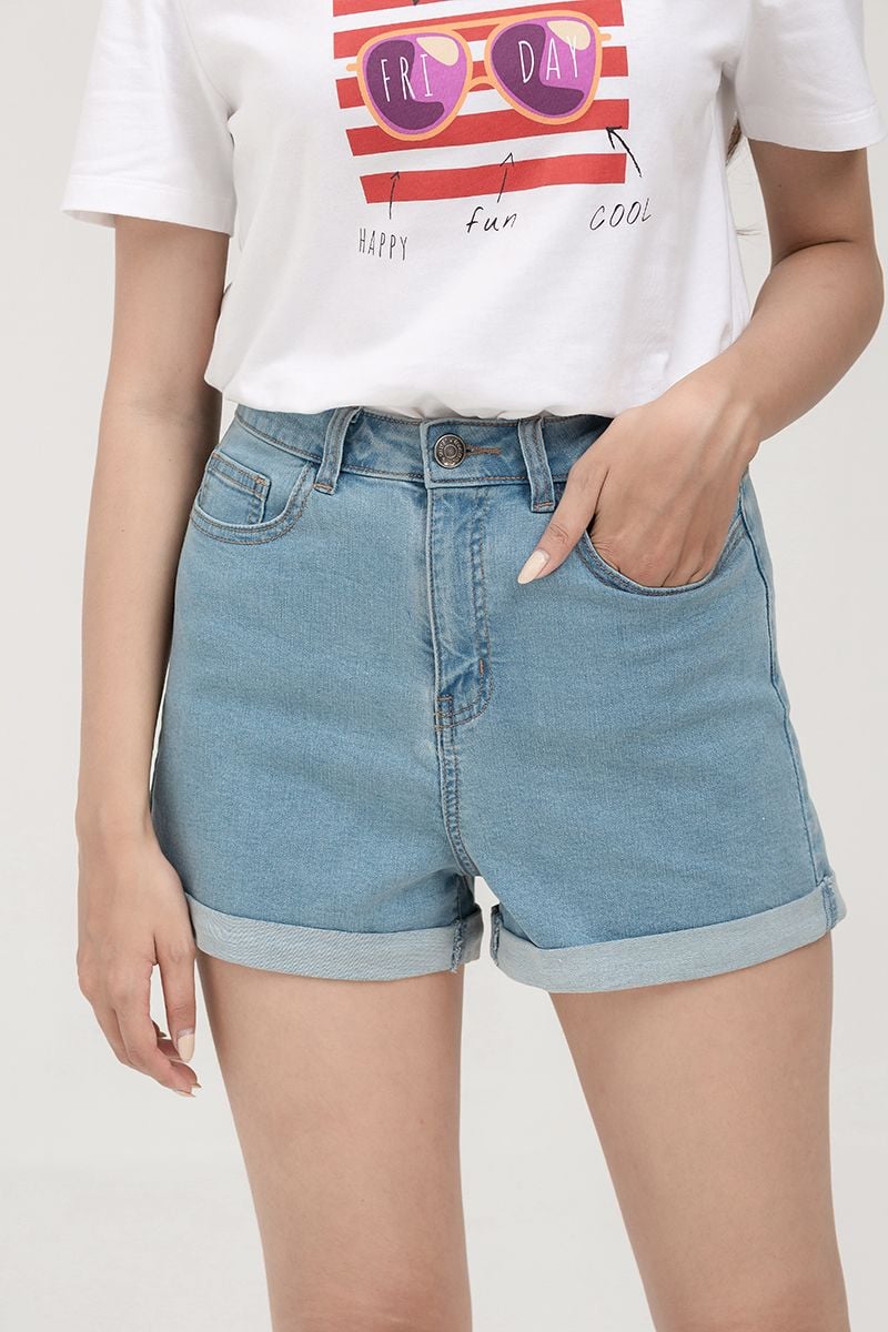  Quần short jeans nữ lưng cao FWSP22SS11C-J 