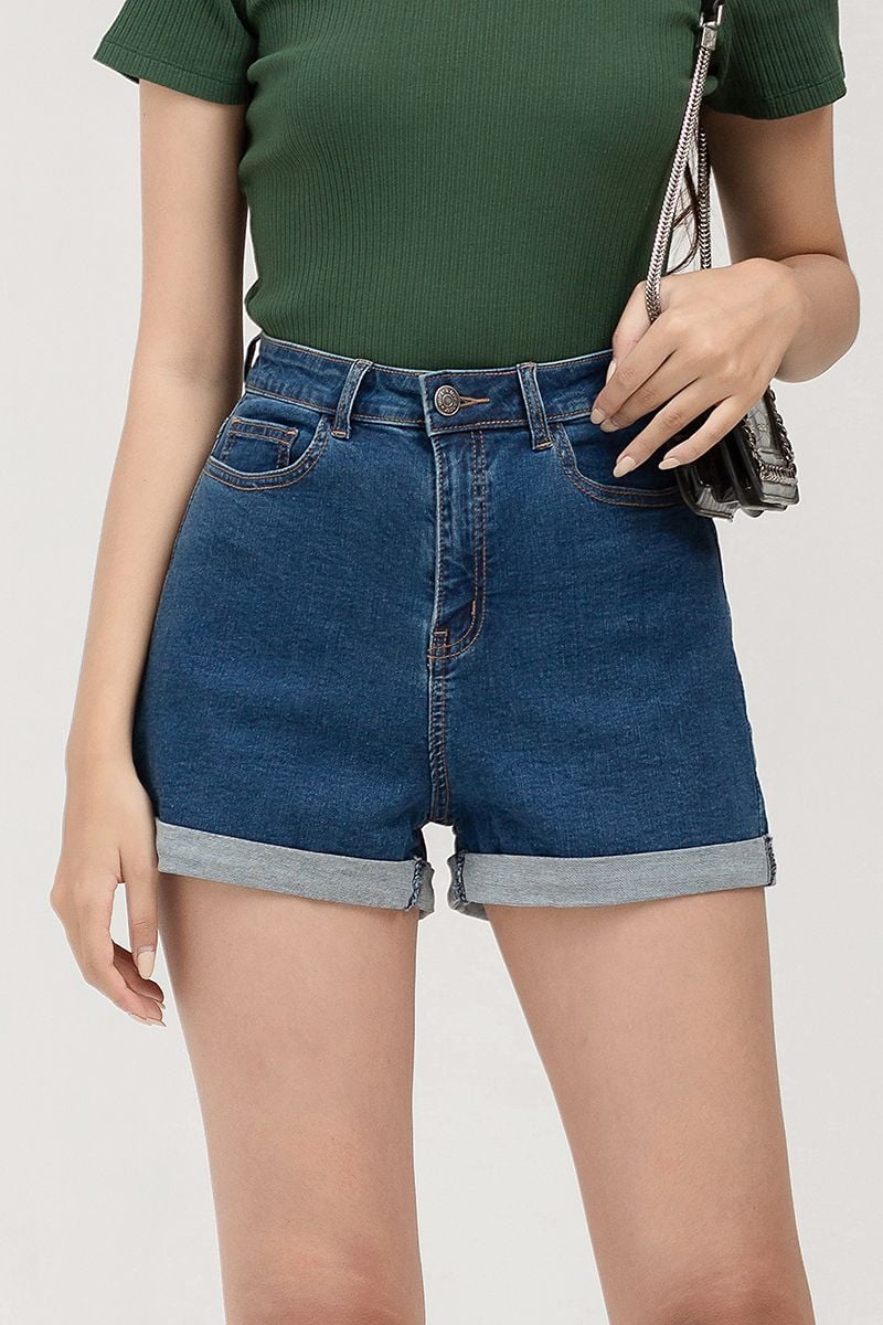  Quần short jeans nữ lưng cao FWSP22SS11C-J 