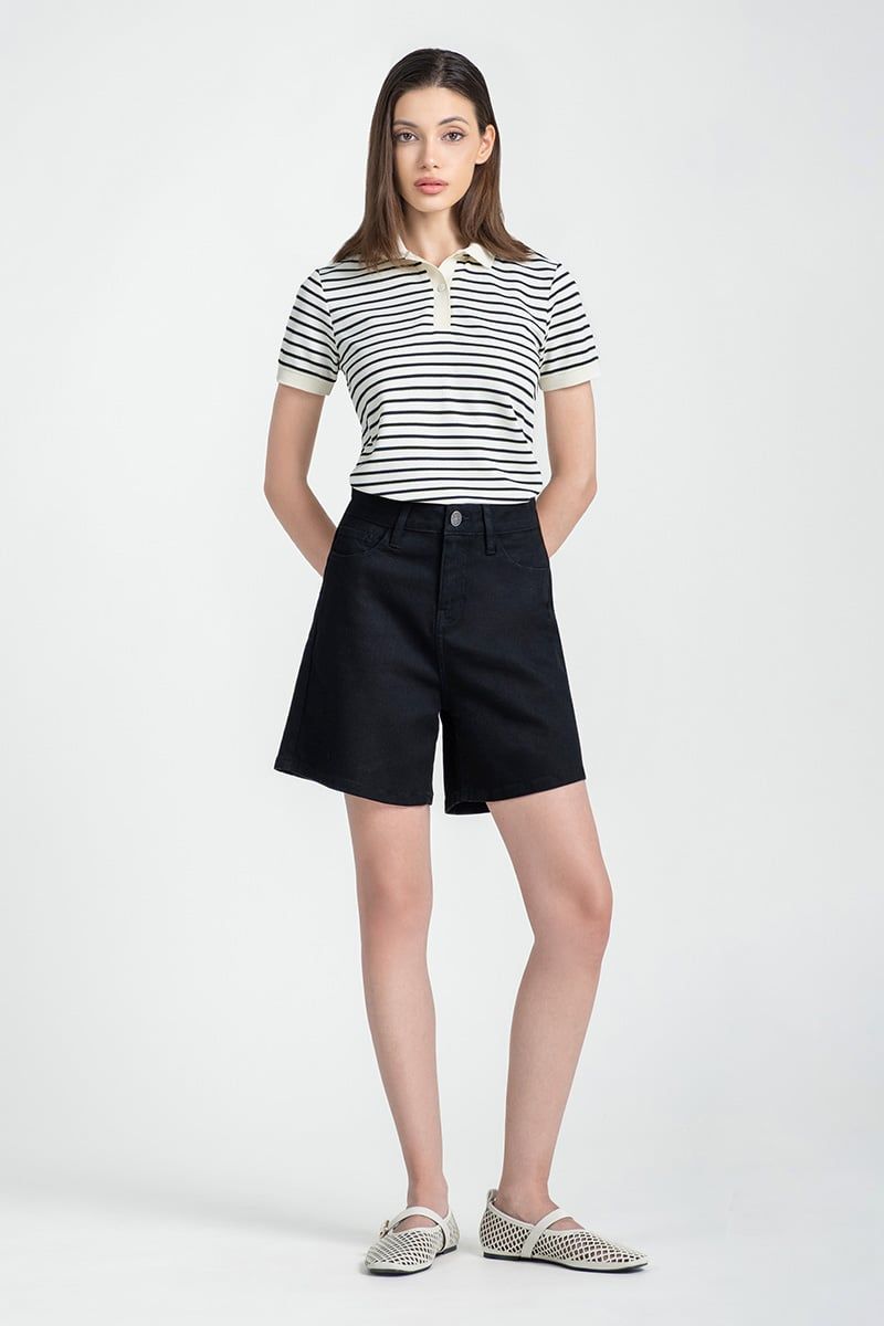  Quần Short Jean Đen Cạp Cao FWSP25FH02G-J 