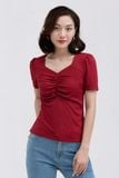  Áo thun tay ngắn cổ tim nhún ngực FWTS22SS04L 