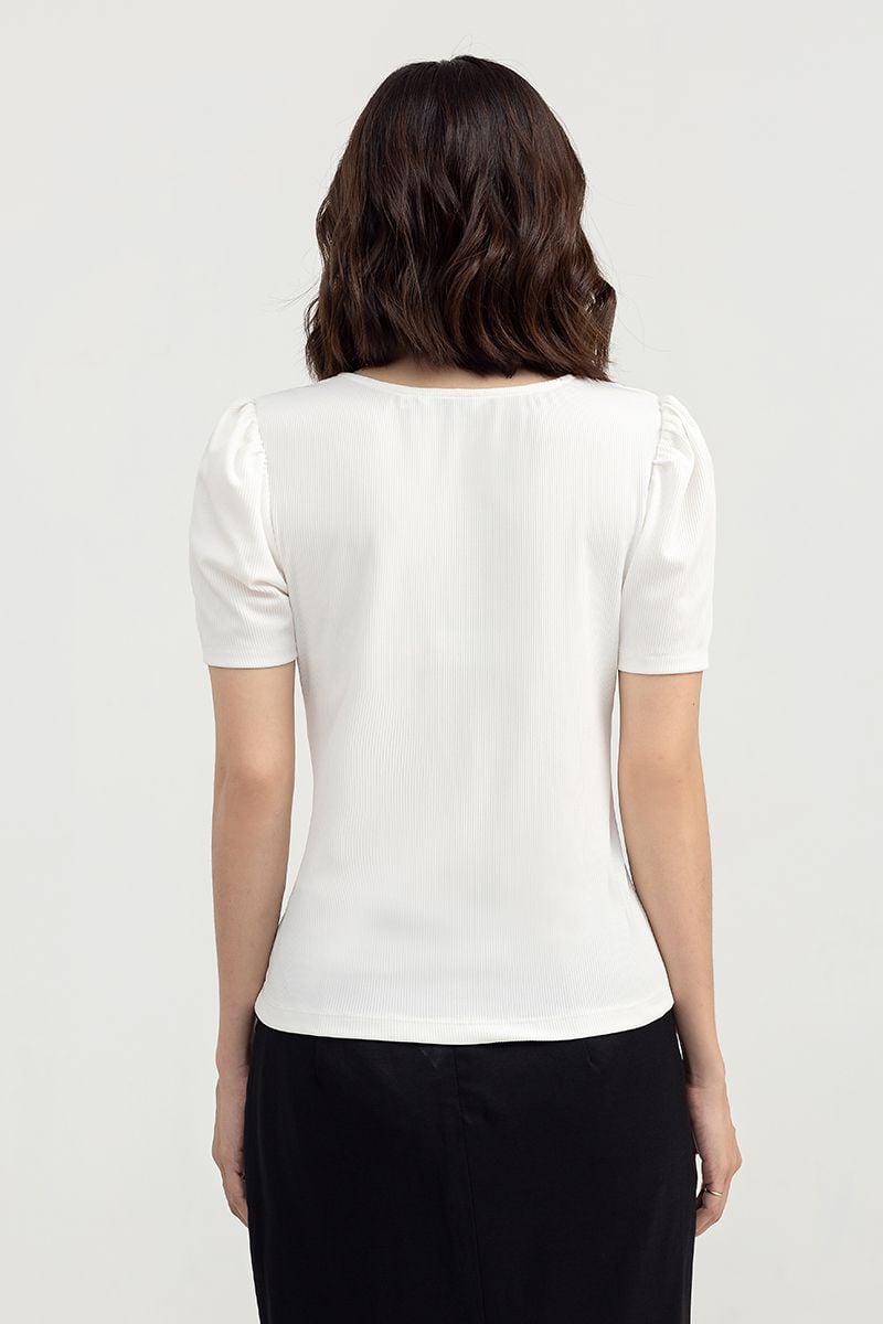  Áo thun tay ngắn cổ tim nhún ngực FWTS22SS04L 