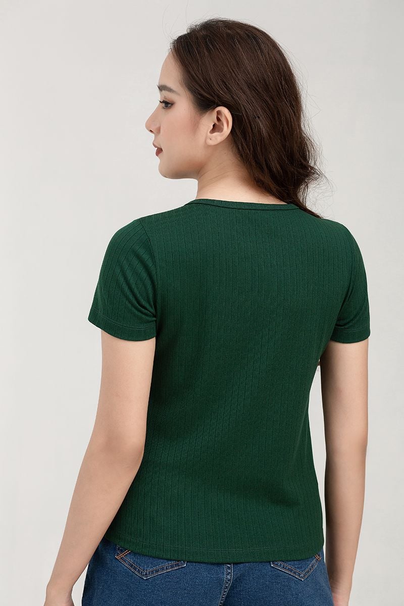  Áo thun nữ cổ tròn phối nút FWTS22SS05L 