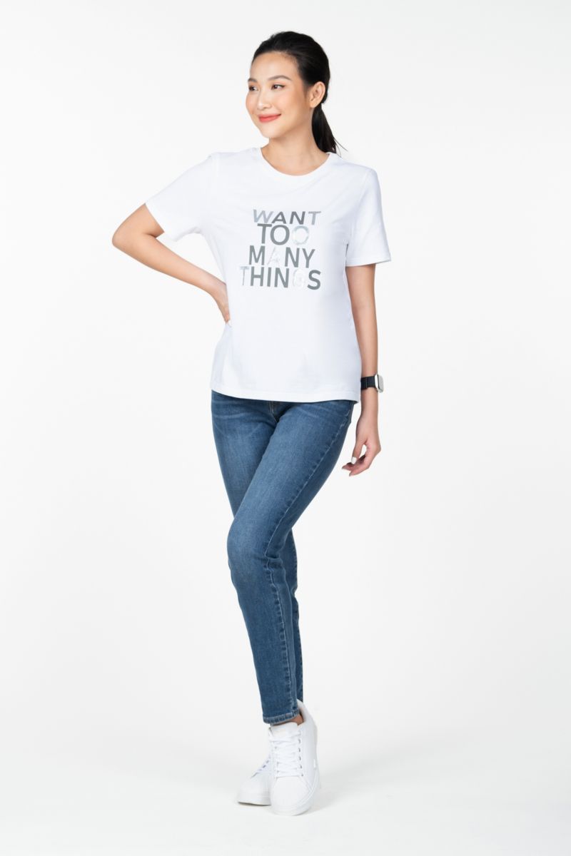  Áo thun nữ basic in chữ FWTS22SS13G 