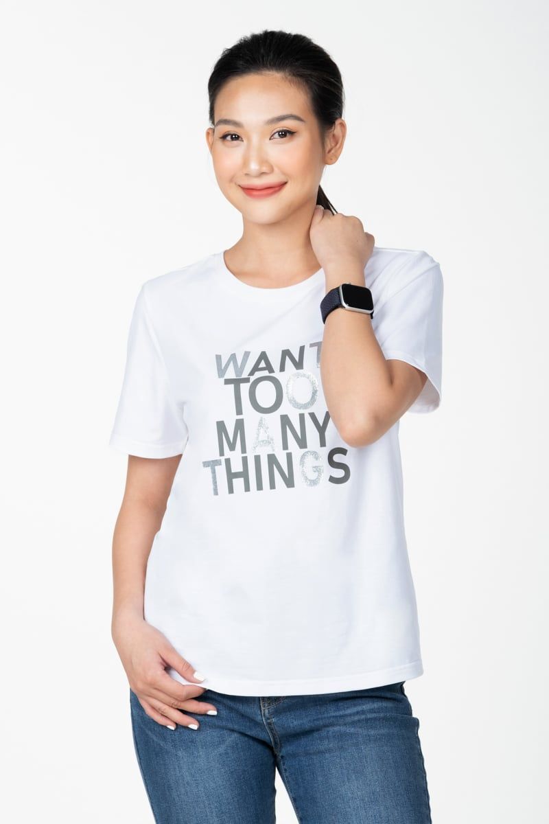  Áo thun nữ basic in chữ FWTS22SS13G 