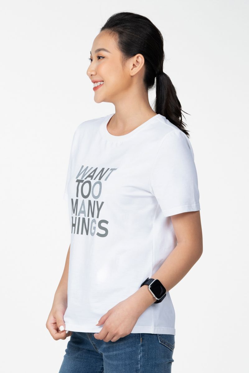  Áo thun nữ basic in chữ FWTS22SS13G 