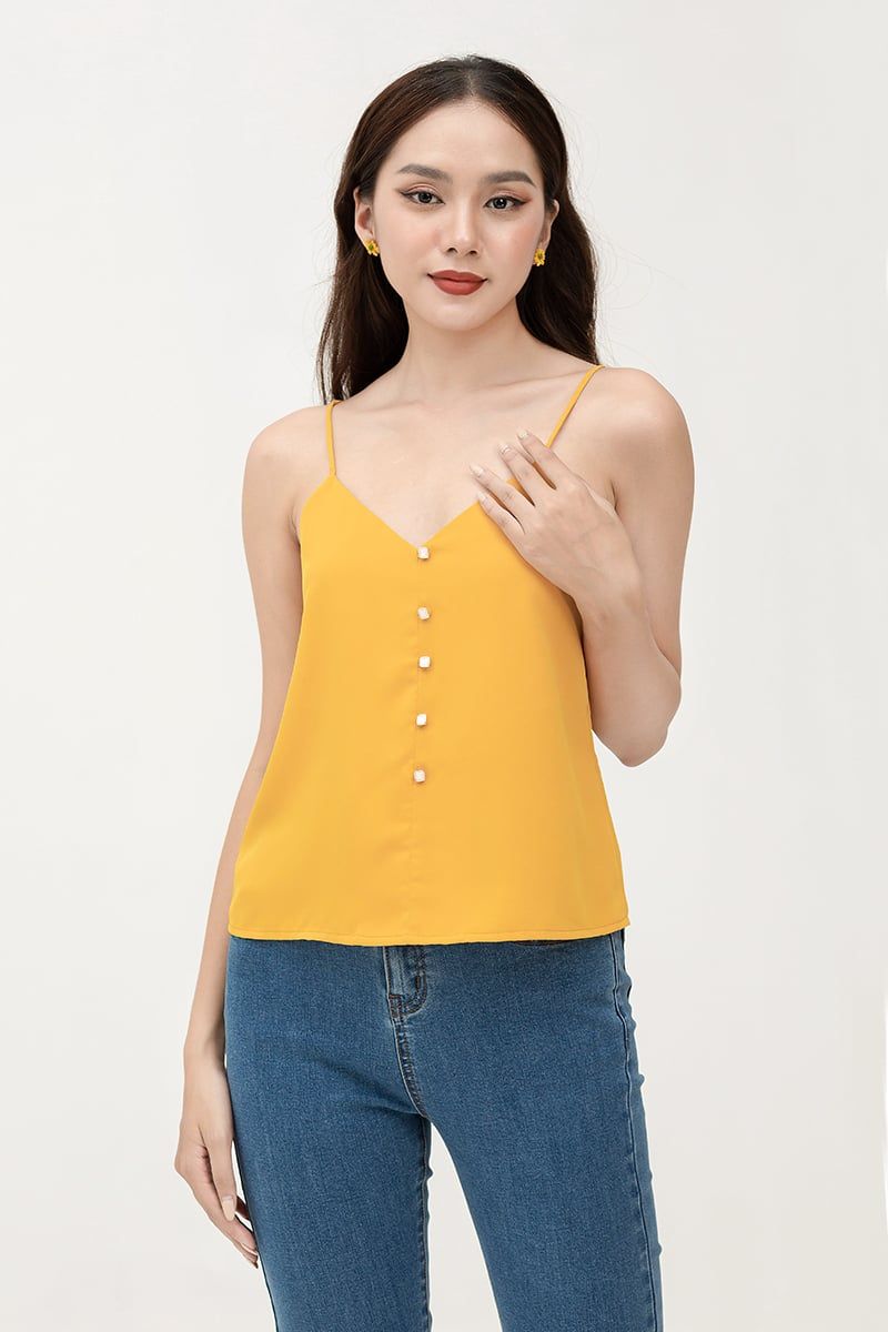  Áo tank top nữ hai dây phối nút FWTT22SS03C 