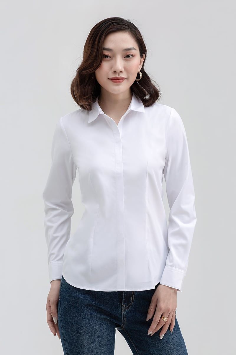  Áo sơ mi nữ tay dài chiết eo FWWS22SS06L 