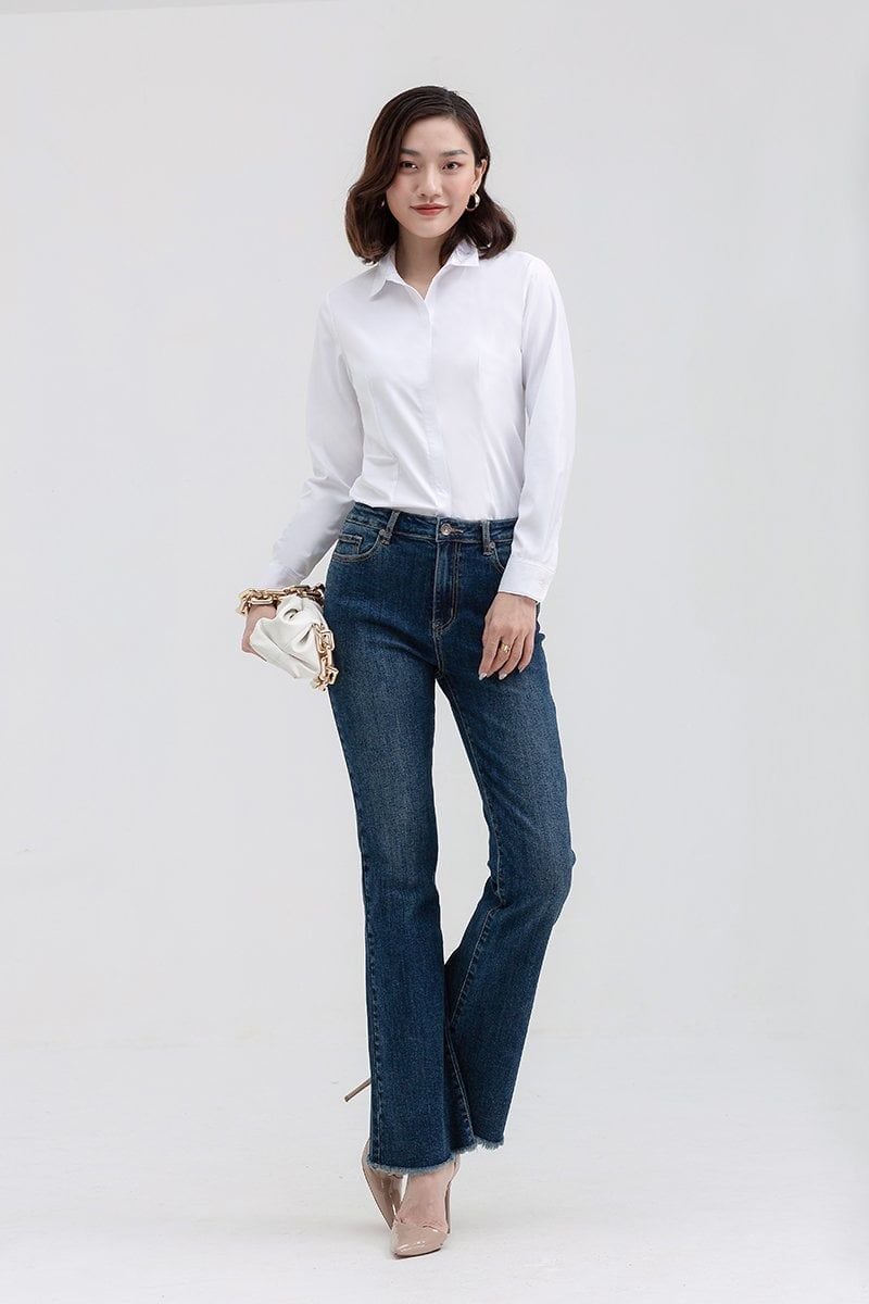  Áo sơ mi nữ tay dài chiết eo FWWS22SS06L 