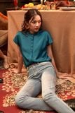  Áo sơ mi nữ tay ngắn cổ trụ FWWS22SS07C 