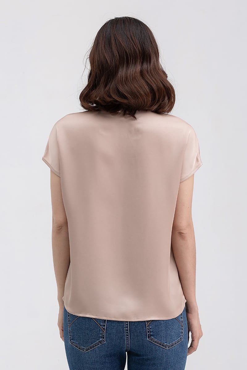  Áo sơ mi nữ tay ngắn cổ trụ FWWS22SS07C 