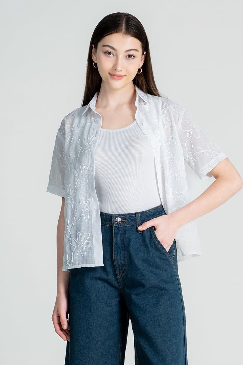  Áo Sơ Mi Nữ Họa Tiết Thêu FWWS25SS05G 