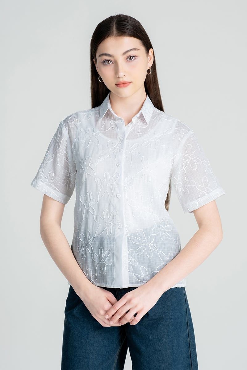 Áo Sơ Mi Nữ Họa Tiết Thêu FWWS25SS05G 