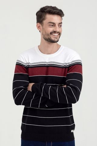  Áo len nam cổ tròn tay dài sọc ngang SW21FH10P-LA 