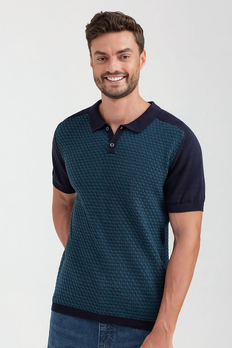  Áo len nam cổ bẻ tay ngắn raglan SW22FH12T-SA 