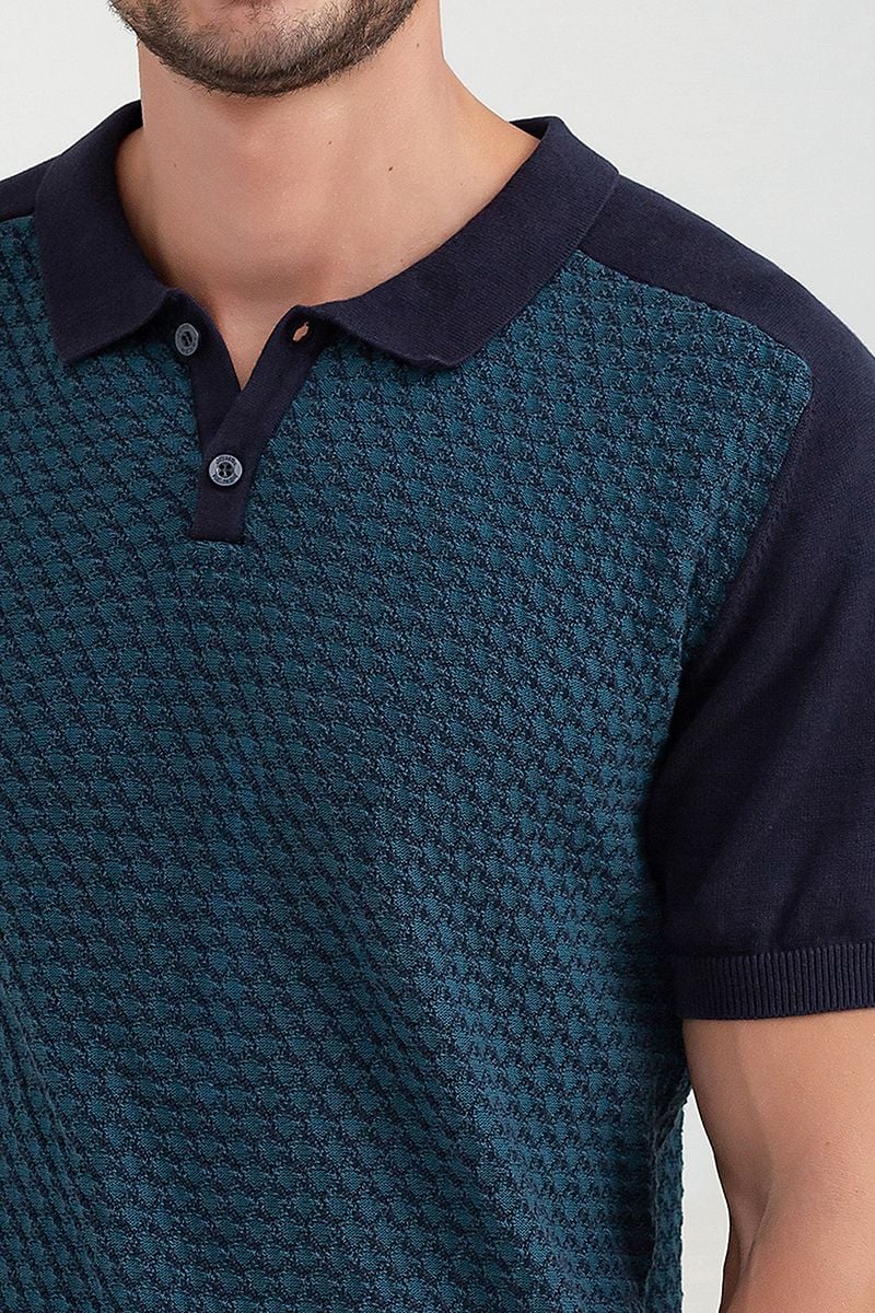  Áo len nam cổ bẻ tay ngắn raglan SW22FH12T-SA 