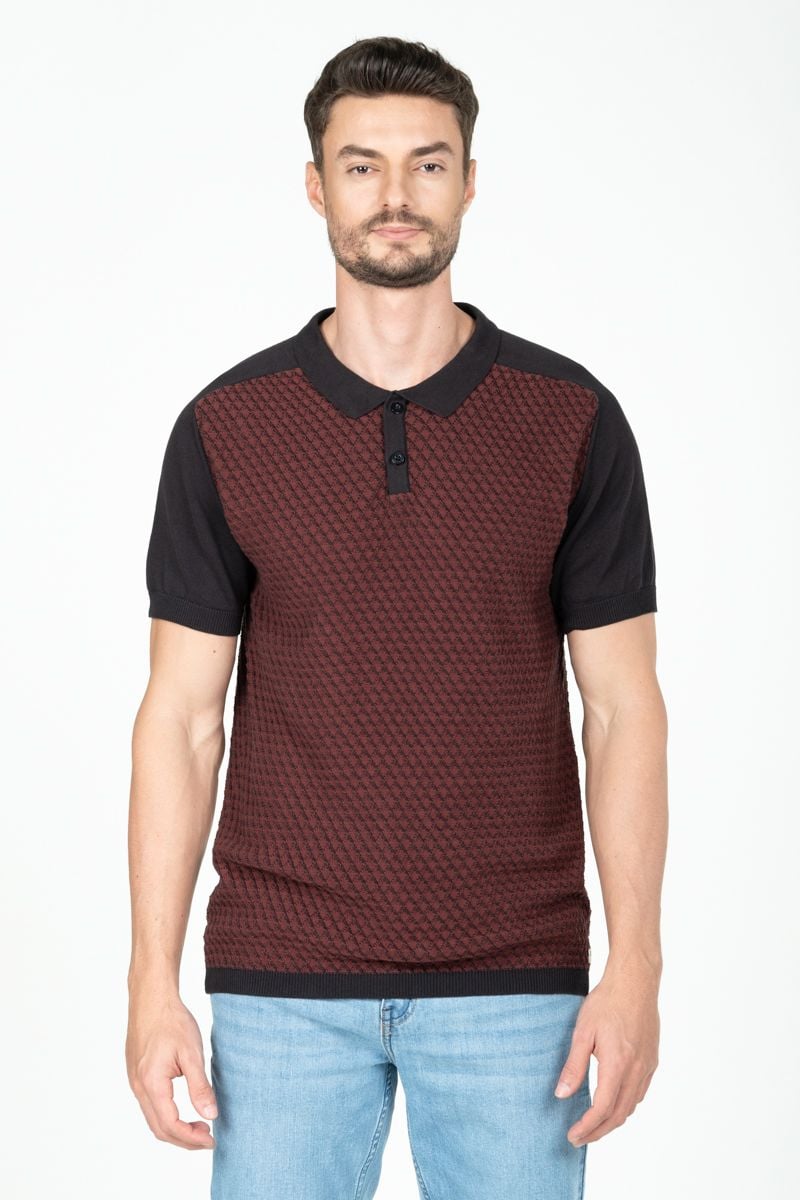  Áo len nam cổ bẻ tay ngắn raglan SW22FH12T-SA 