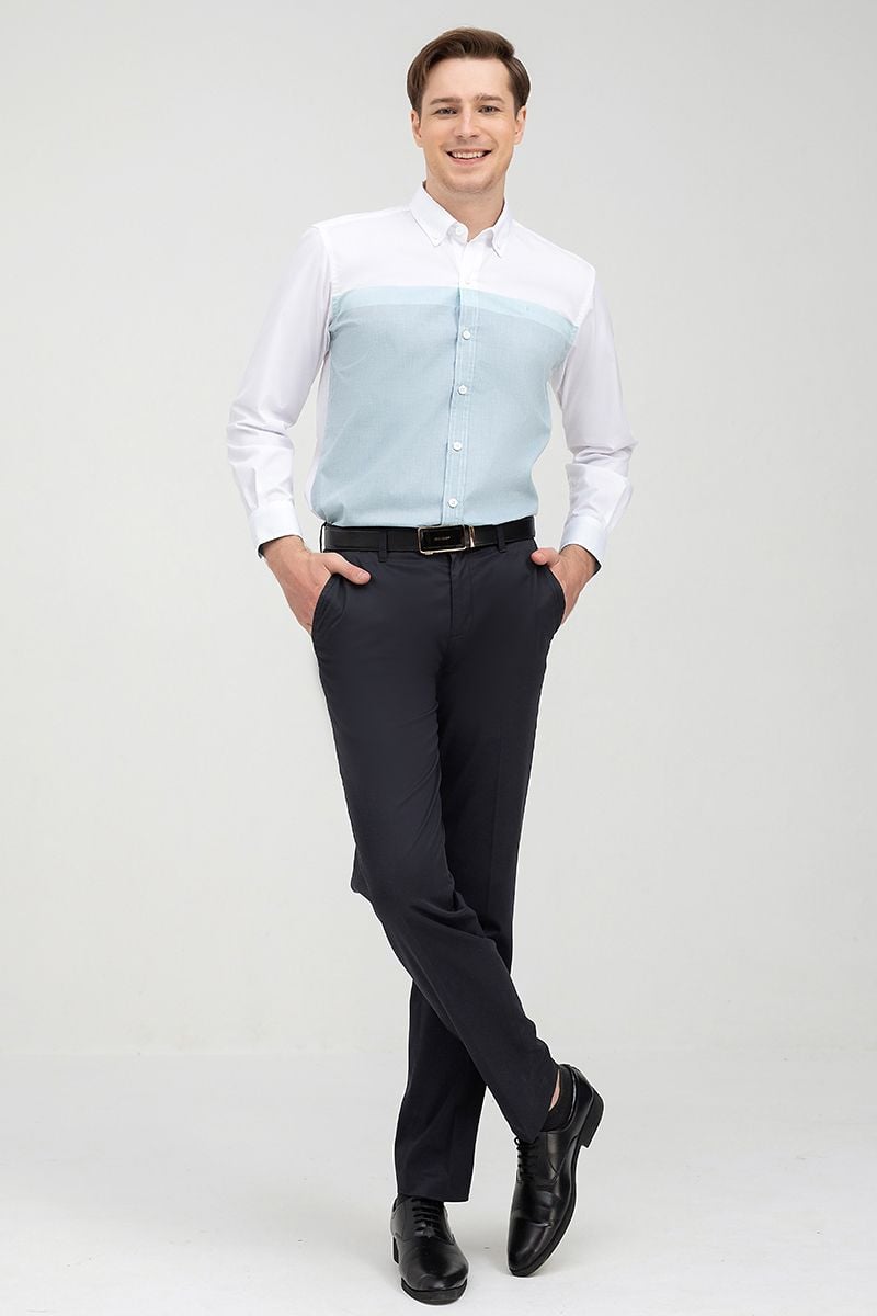  Áo sơ mi nam tay dài phối màu WS22SS09C-LCUS 