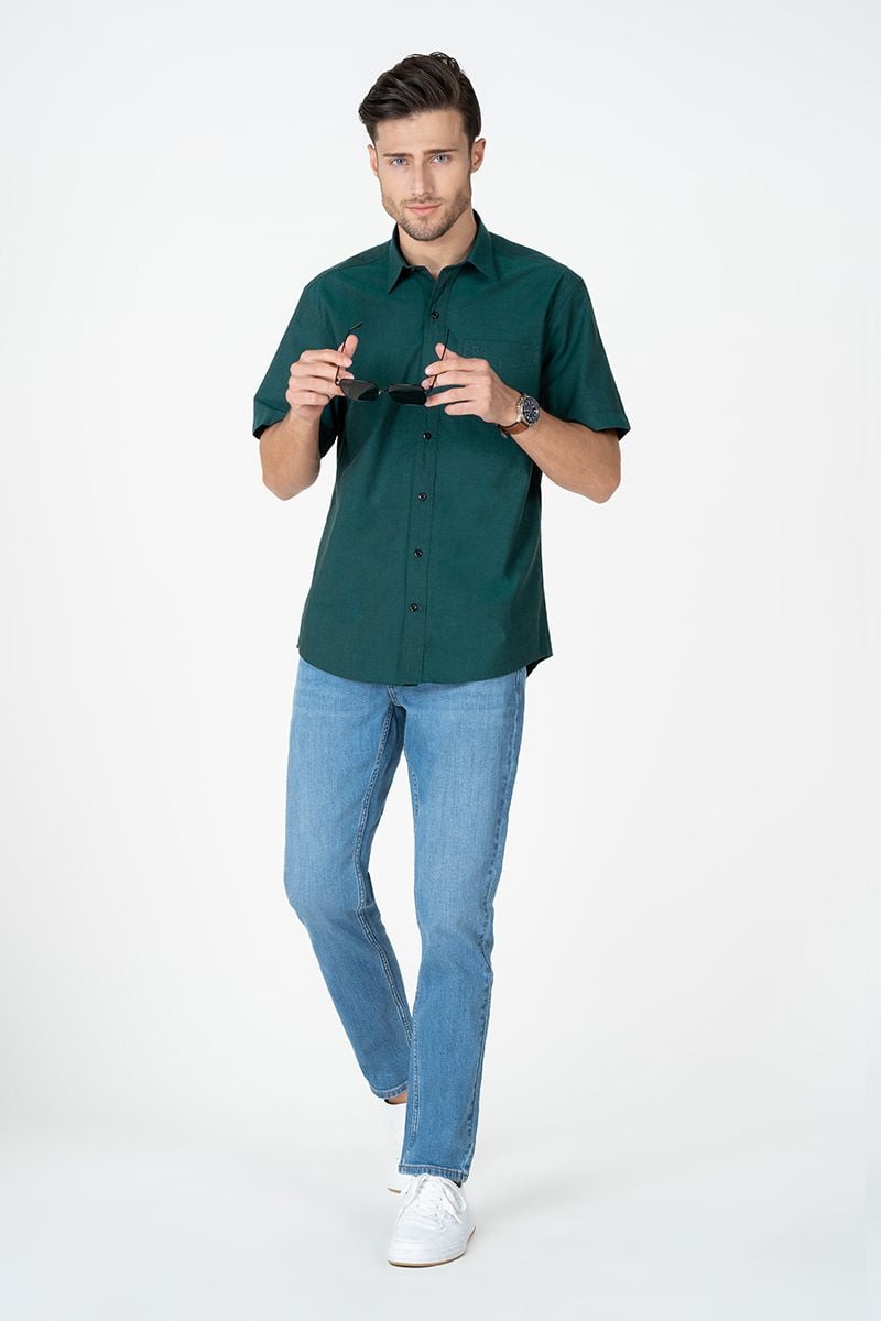  Áo Sơ Mi Tay Ngắn Form Vừa WS23SS04P-SC 