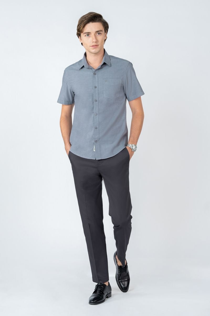  Áo Sơ Mi Tay Ngắn Form Vừa WS23SS04P-SC 