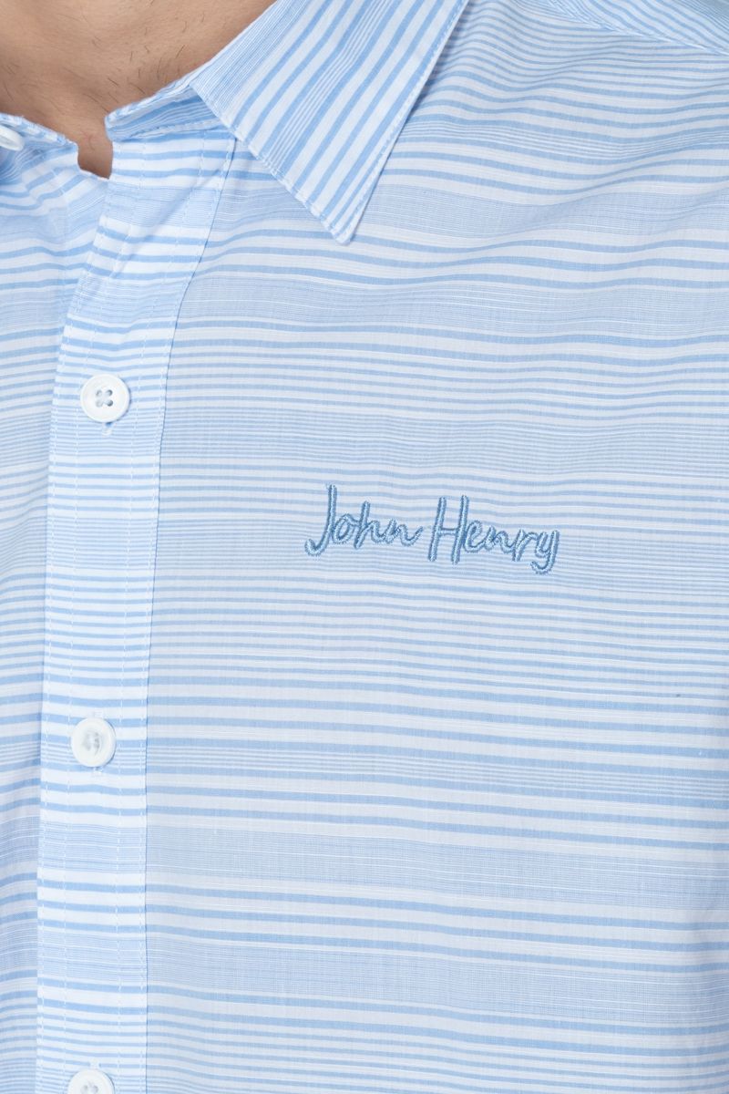  Áo Sơ Mi Nam Tay Ngắn Họa Tiết Sọc Ngang WS23SS05P-SC 