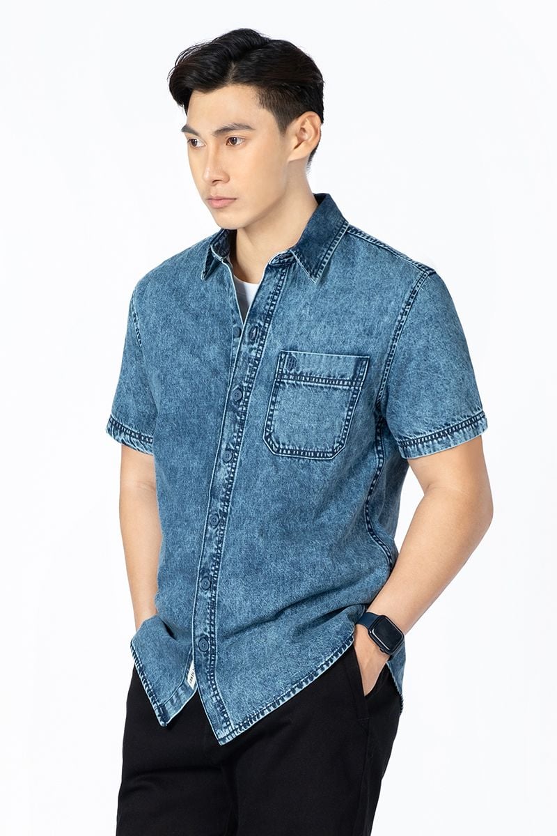  Áo Sơ Mi Denim Tay Ngắn WS24SS15P-SCRG 
