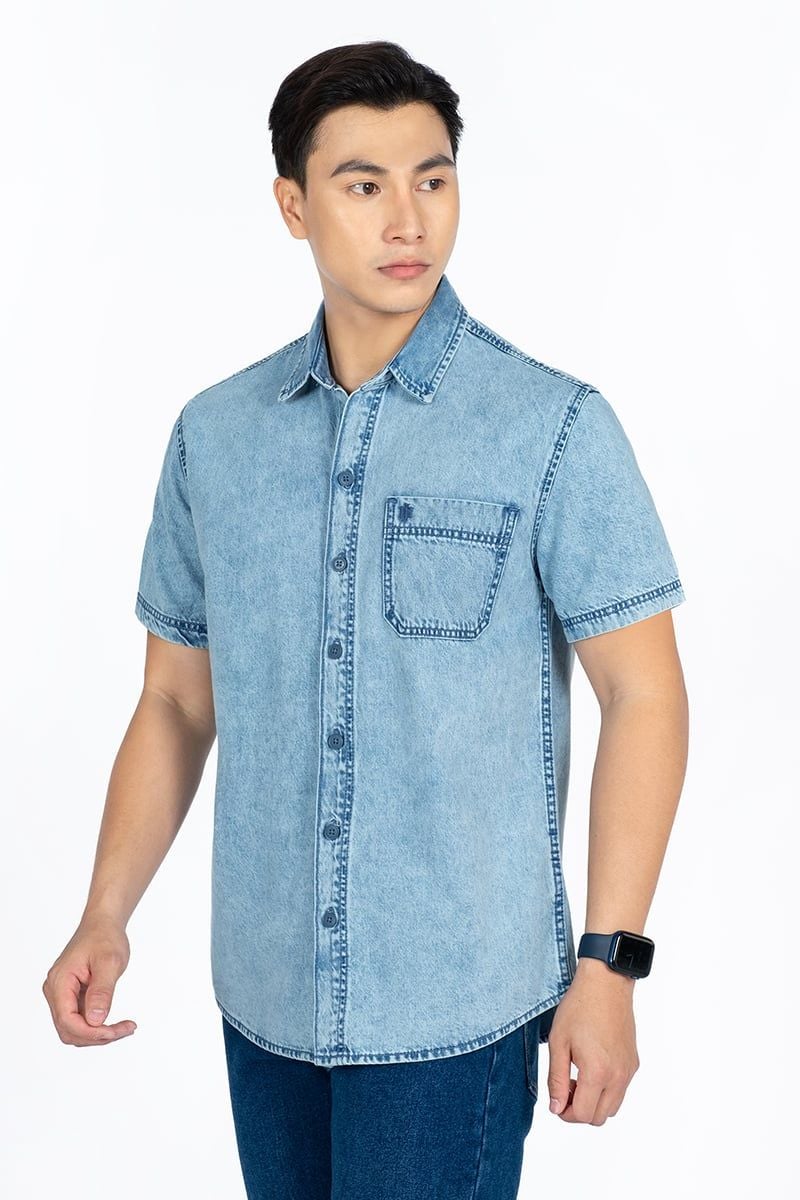  Áo Sơ Mi Denim Tay Ngắn WS24SS15P-SCRG 