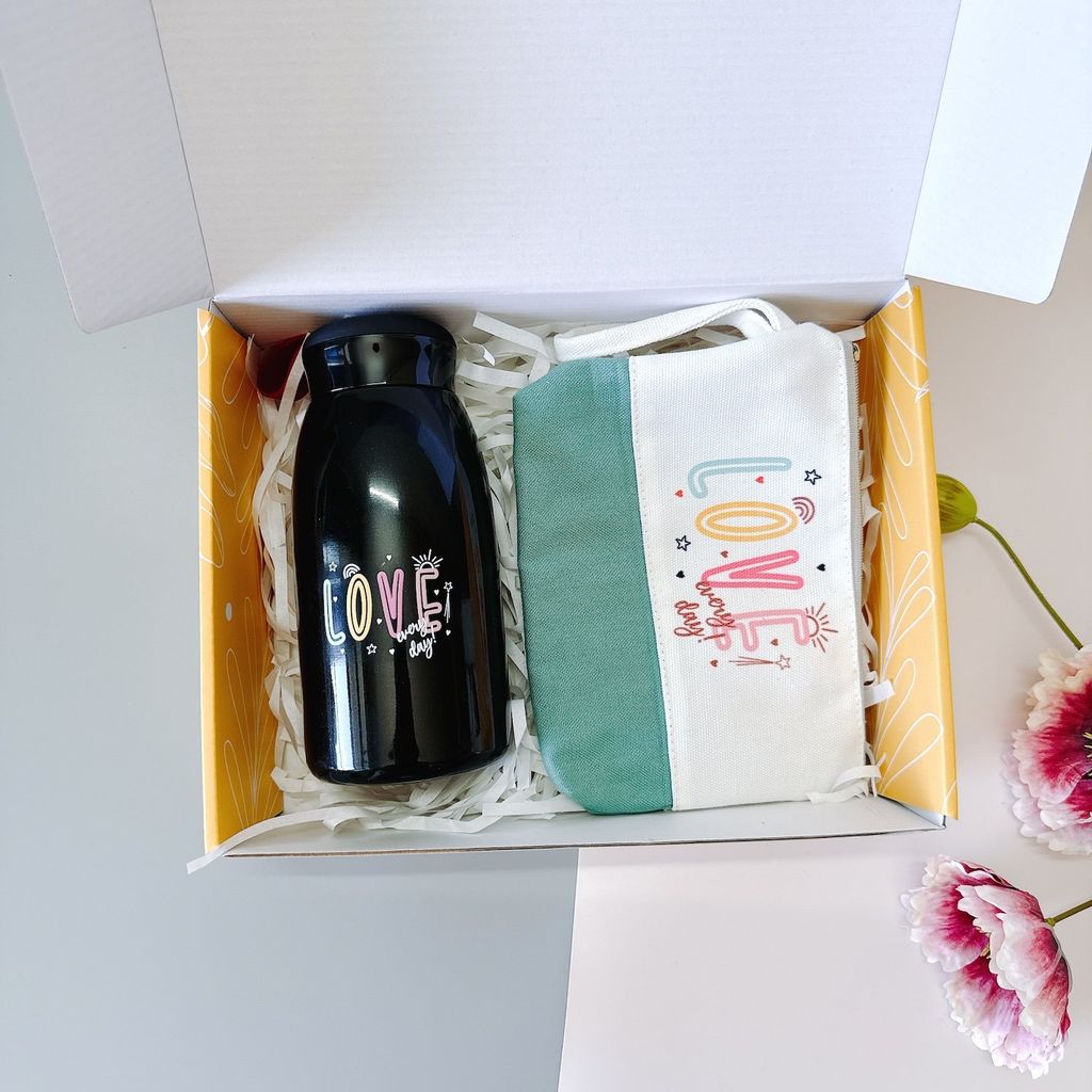  Nhiều mẫu - Quà 20/10 in ấn logo - set 2 món Bình - ví GSN_BV 