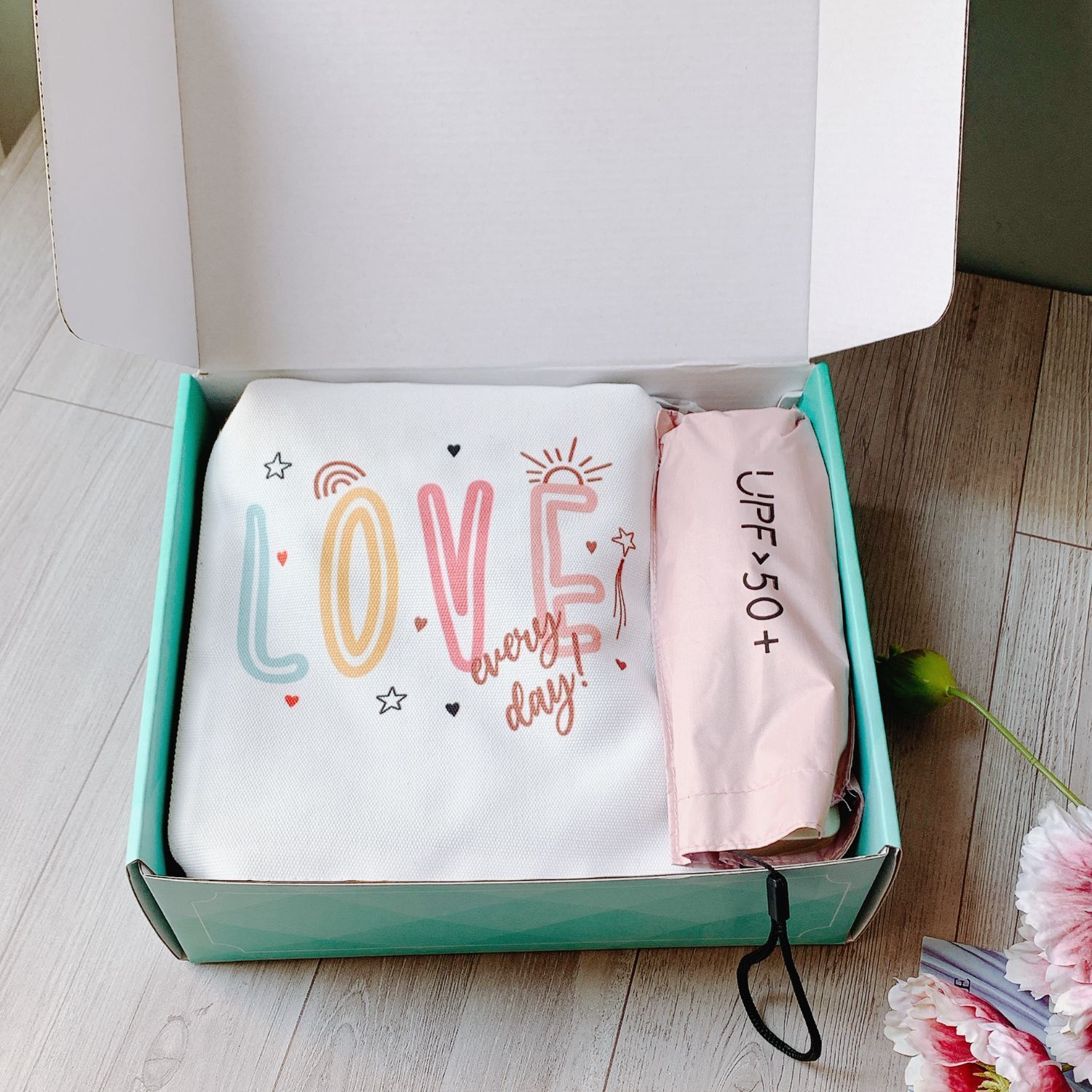  Set quà tặng nữ xinh xắn túi canvas kèm ô dù mini 